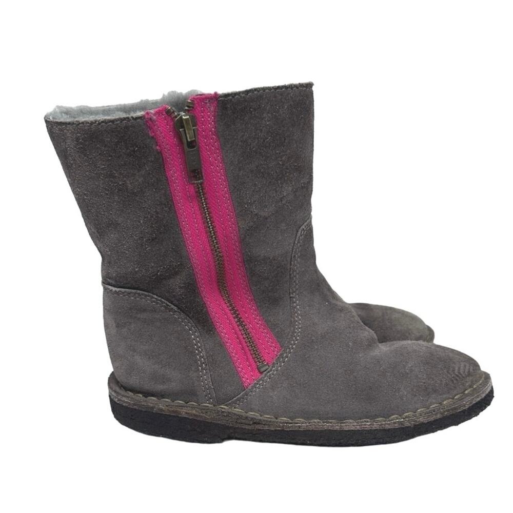Crew Cuts Italian Suede Shearling Lined Brown Pink Boots kids size K1